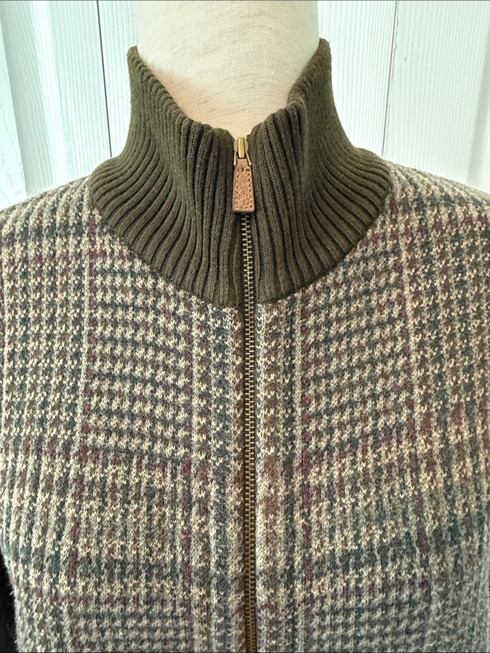 Vintage 90s Ralph Lauren Plaid Knit Cardigan 100% Cotton Sz L - Picture 3 of 7